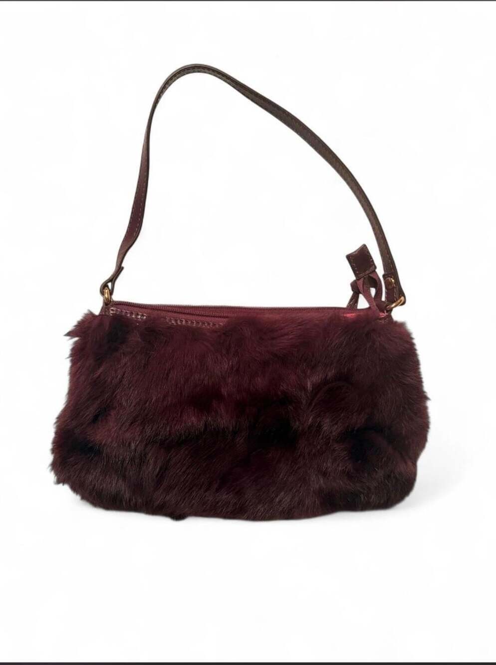 Diane Gail Burgundy Fur Shoulder Bag